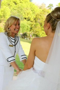 Karen congratulating bride